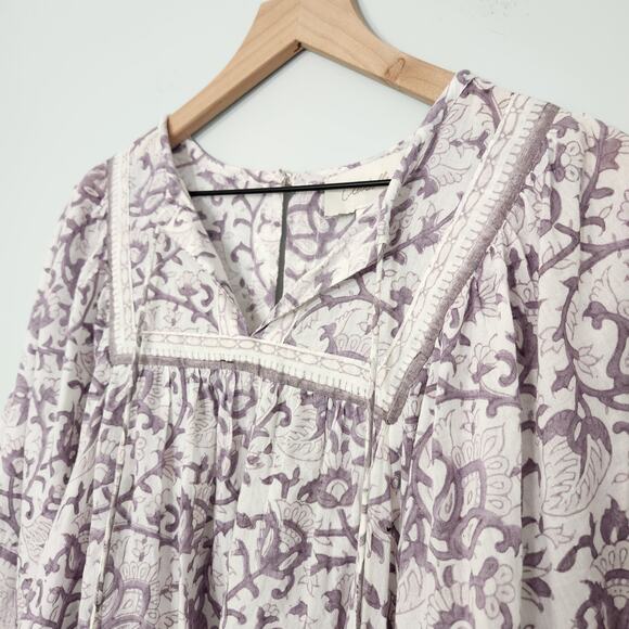 Cleobella Boho Peasant Blouse Paisley Flowy, S - Picture 2 of 9
